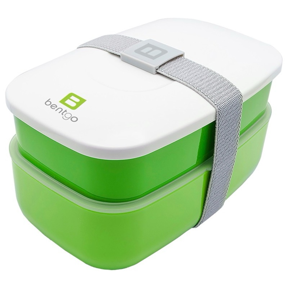 BENTGO Classic All in One Stackable Lunch Box Bento Box in Green & White